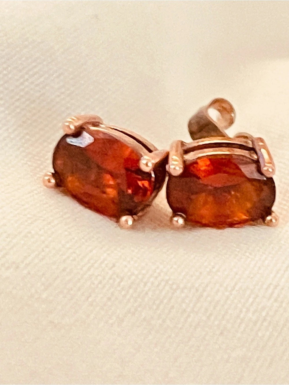 Faceted Gemstone Stud Earrings in Burgundy/ Dark Red believe to be Garnets Like